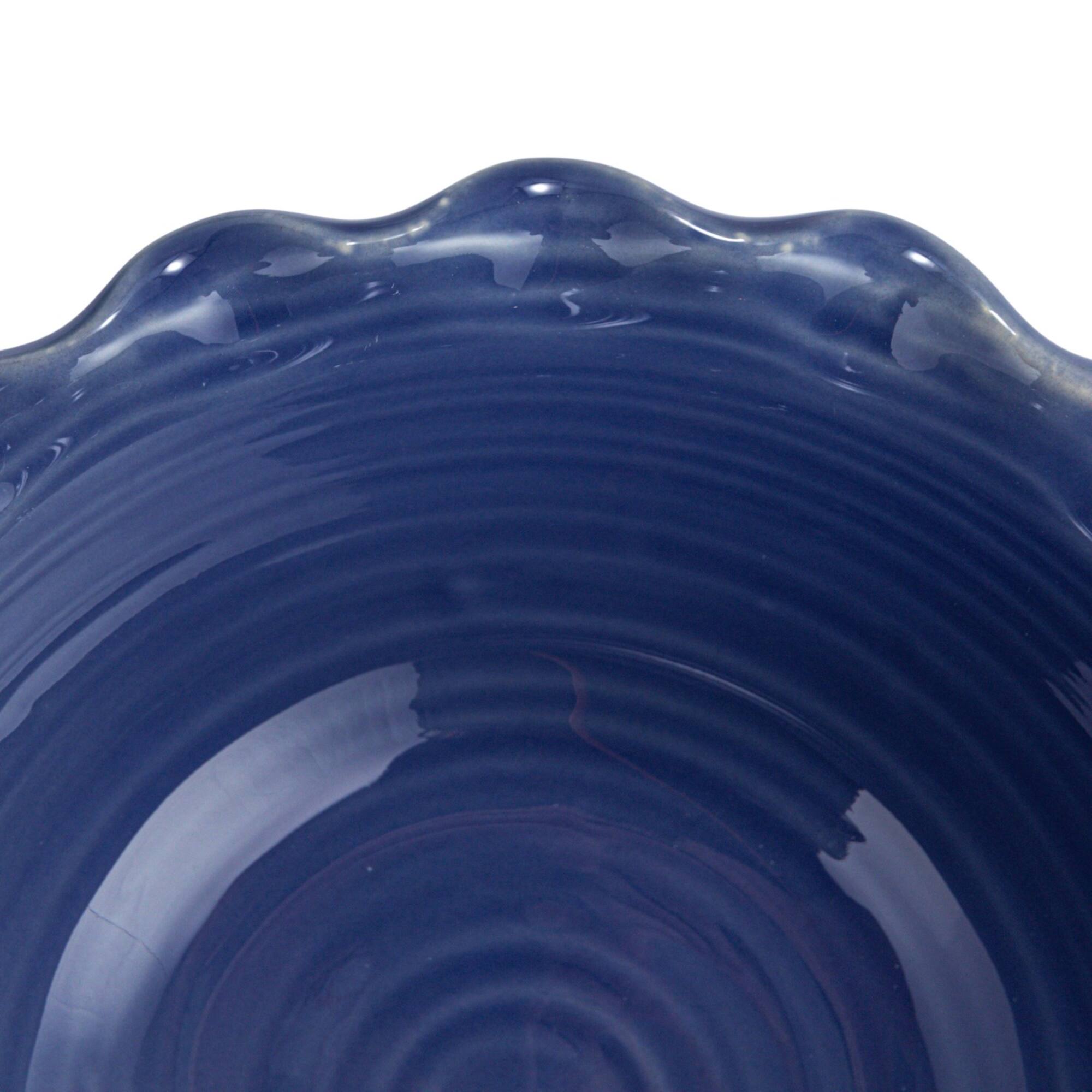 Hello Honey® 10" Blue, Green & Cream Stoneware Bowl with Scalloped Edge Set